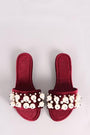 Faux Pearls Velvet Slide Sandals - NoveltyOne