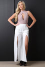 Corset Slit Wide Leg Palazzo Pants