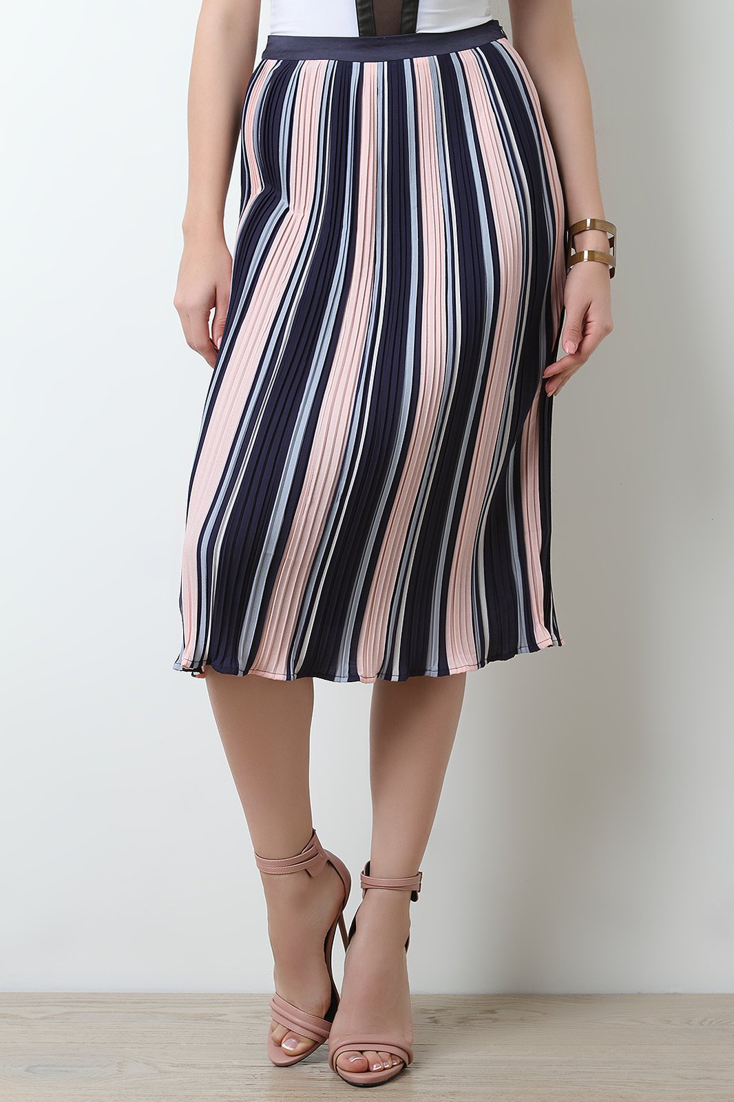 Multi-Colored Accordion Pleat High Waist Skirt - NoveltyOne