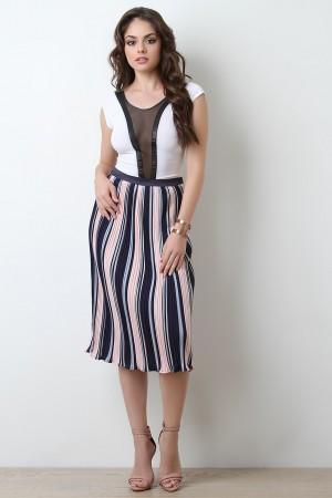 Multi-Colored Accordion Pleat High Waist Skirt - NoveltyOne