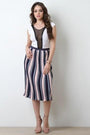 Multi-Colored Accordion Pleat High Waist Skirt - NoveltyOne