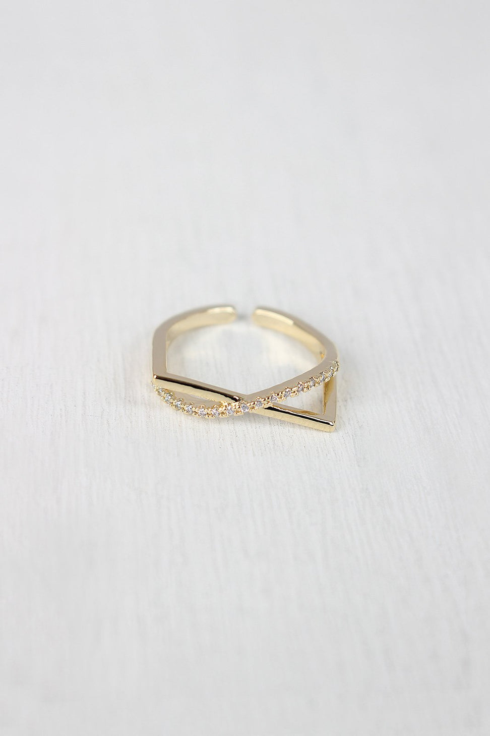 Rhinestone Accent Bar Ring