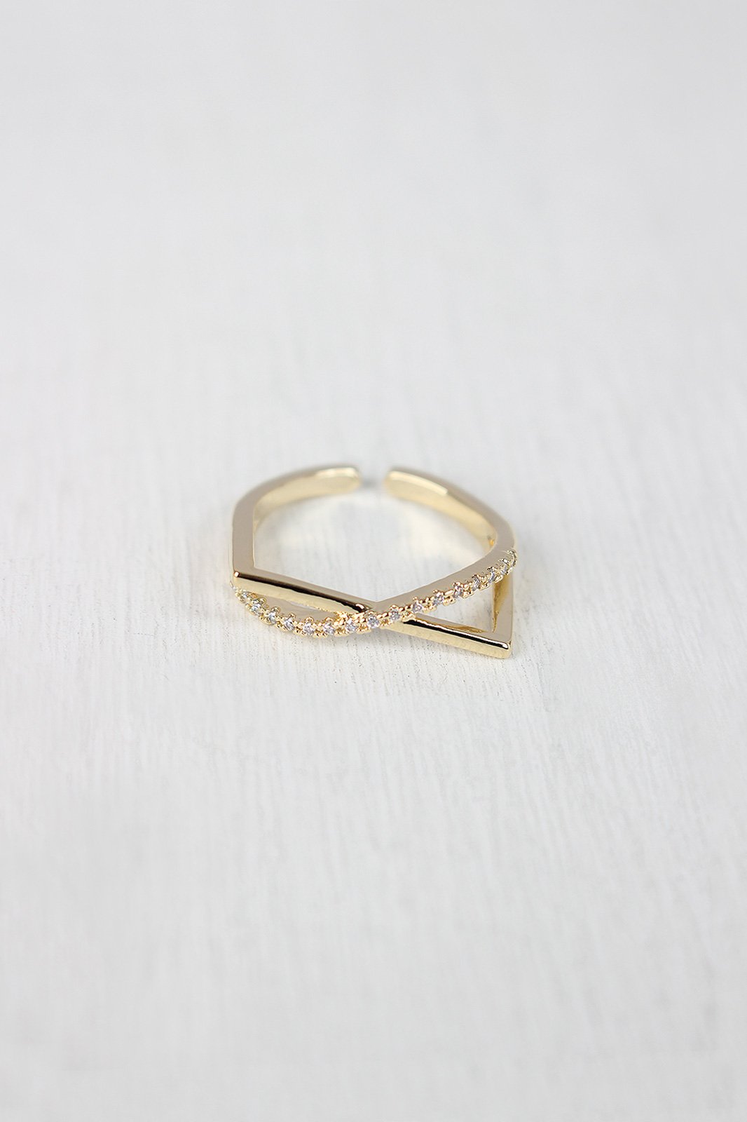 Rhinestone Accent Bar Ring