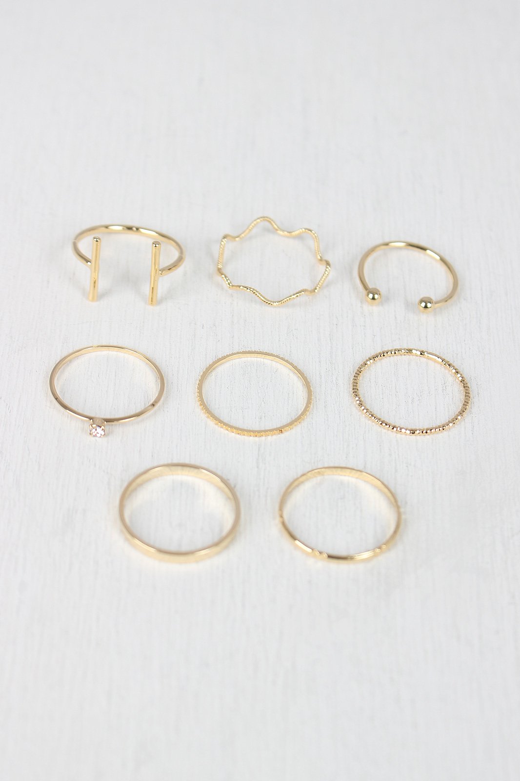 Etched Textured Bar Ring Set