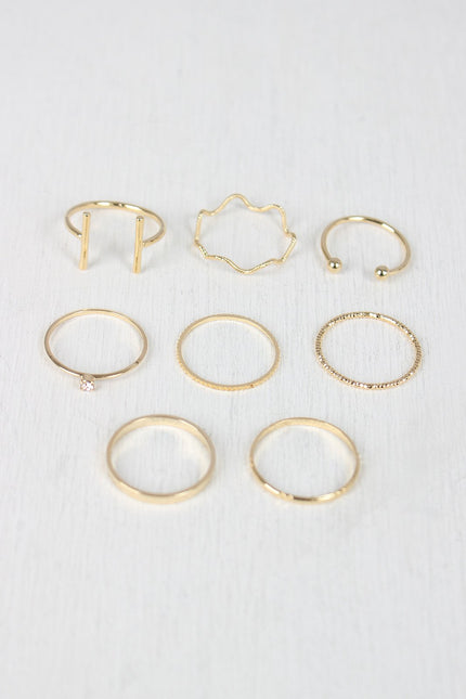 Etched Textured Bar Ring Set
