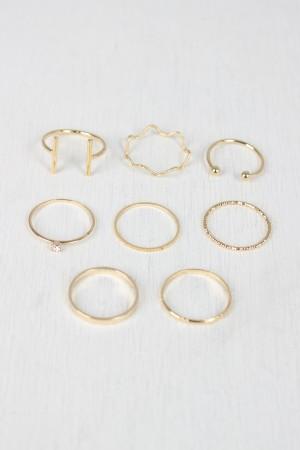 Etched Textured Bar Ring Set