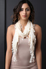 Floral Lace Dangling Trim Taper Scarf