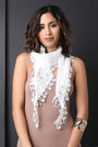 Floral Lace Dangling Trim Taper Scarf