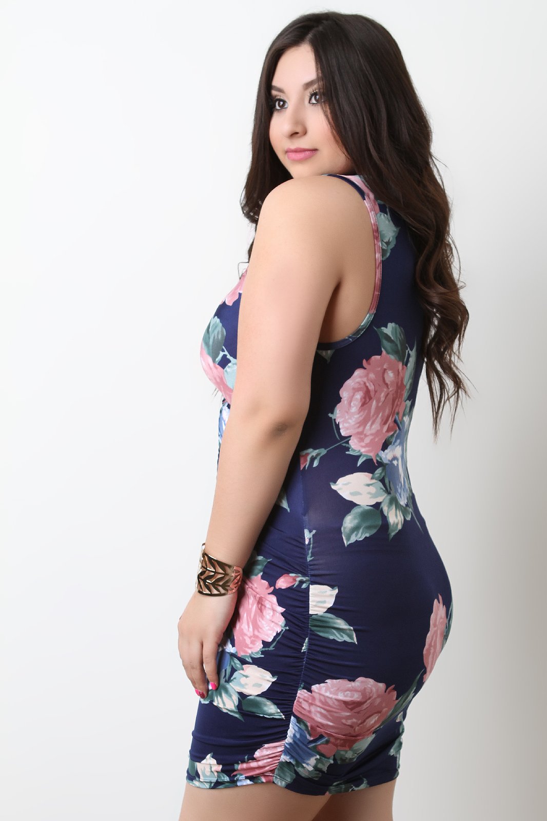 Floral Sleeveless Zipper Front Mini Dress