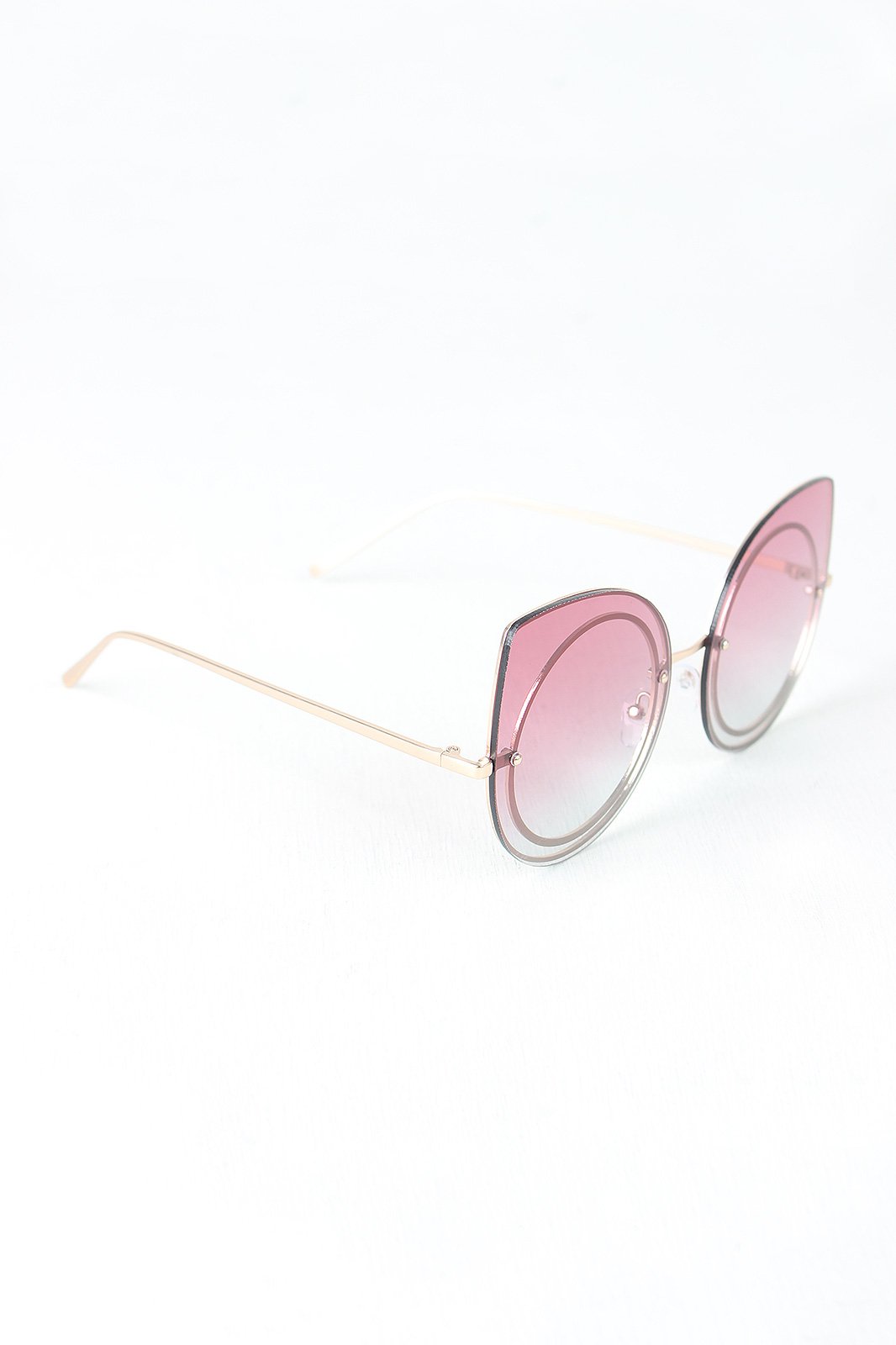 Sculpted Mirrored Cat Eye Round Sunglasses