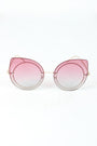 Sculpted Mirrored Cat Eye Round Sunglasses