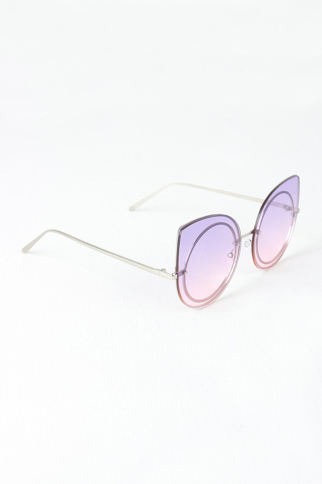 Sculpted Mirrored Cat Eye Round Sunglasses