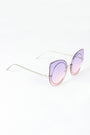 Sculpted Mirrored Cat Eye Round Sunglasses