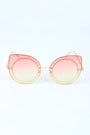 Sculpted Mirrored Cat Eye Round Sunglasses