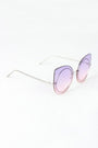 Sculpted Mirrored Cat Eye Round Sunglasses