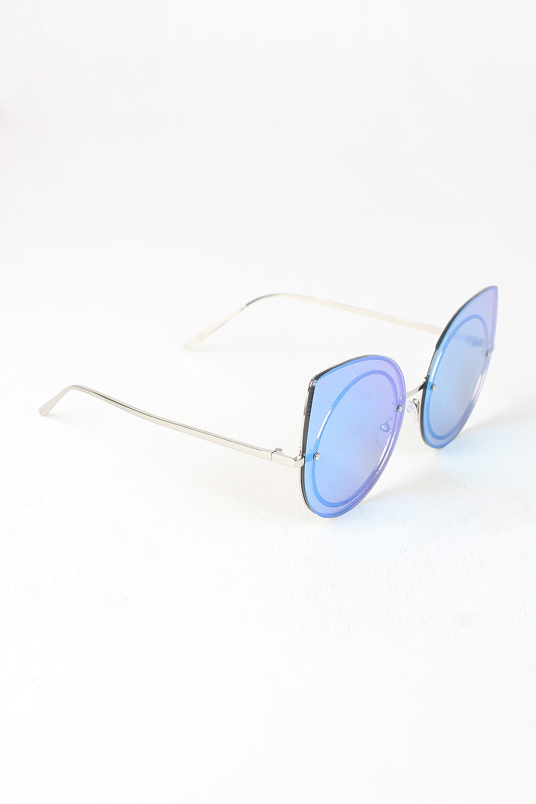 Mirrored Cat Eye Round Sunglasses