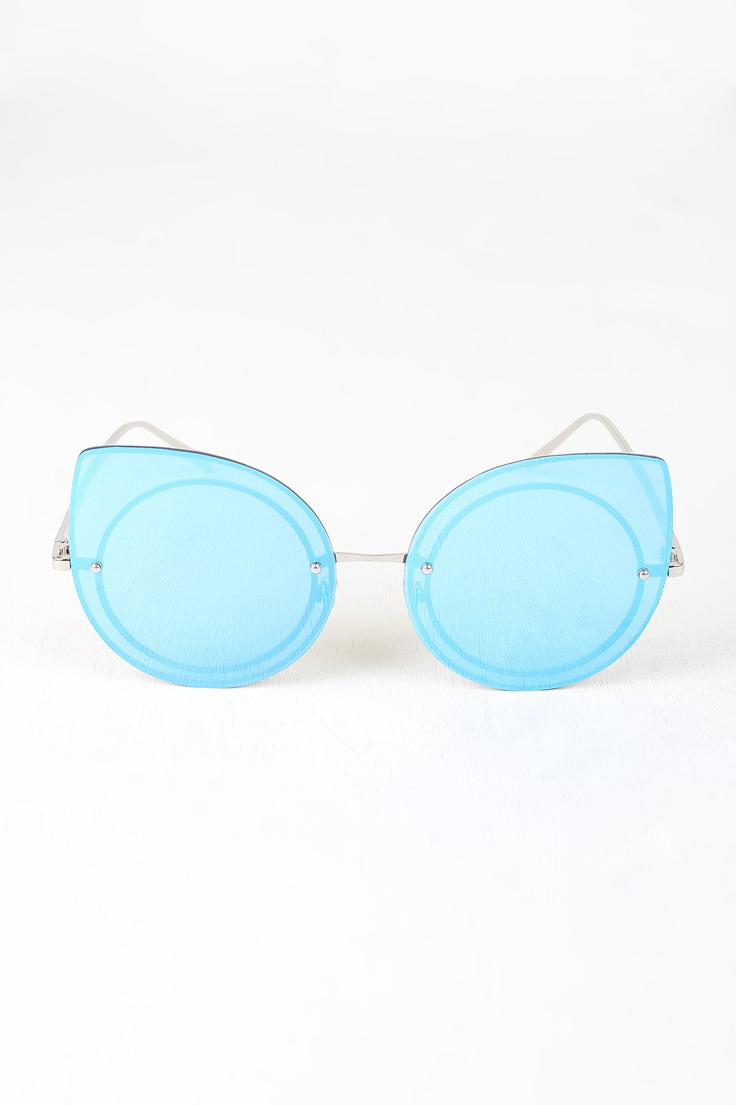Mirrored Cat Eye Round Sunglasses