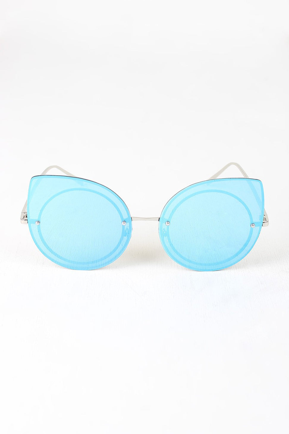 Mirrored Cat Eye Round Sunglasses