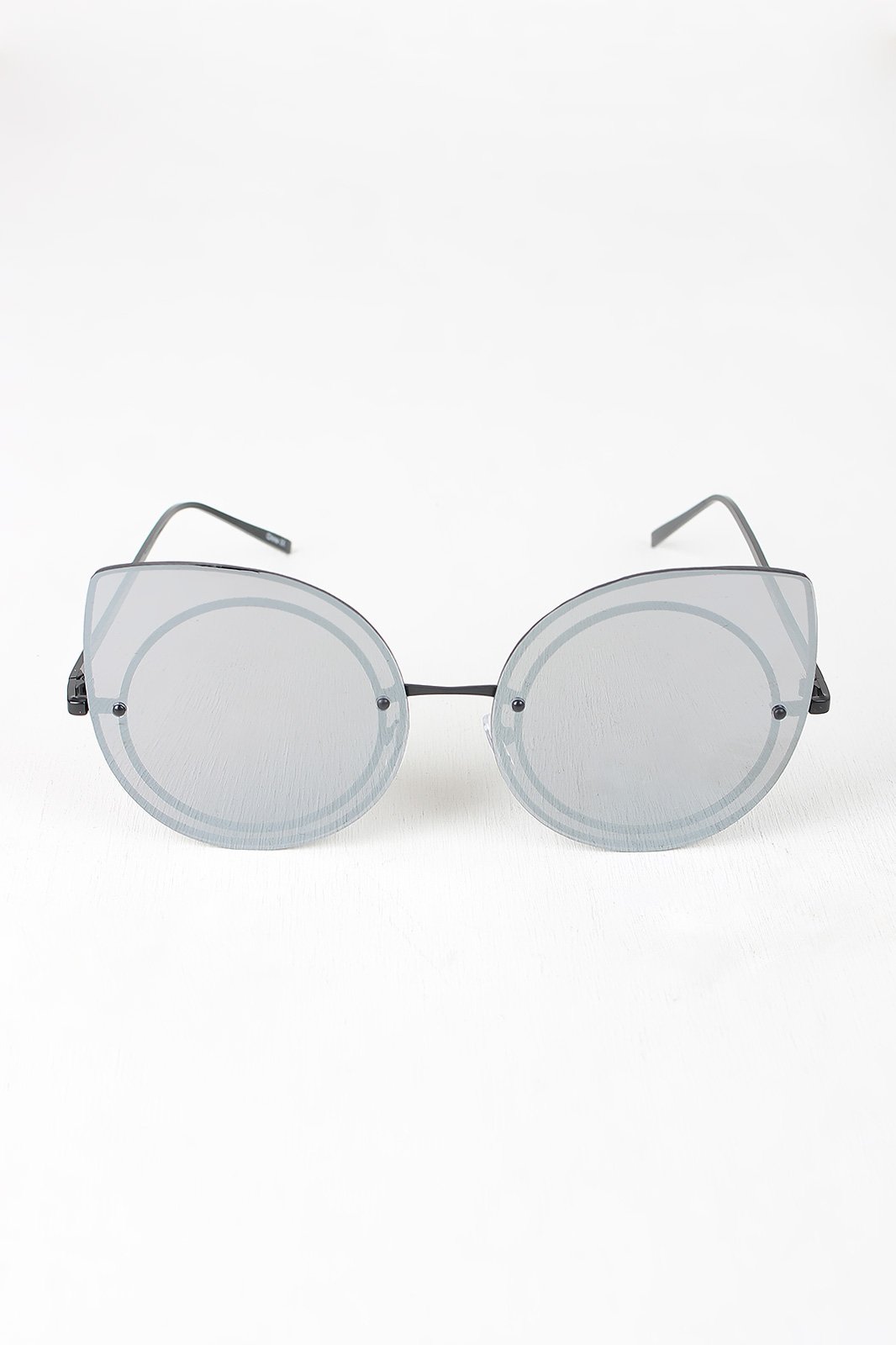 Mirrored Cat Eye Round Sunglasses