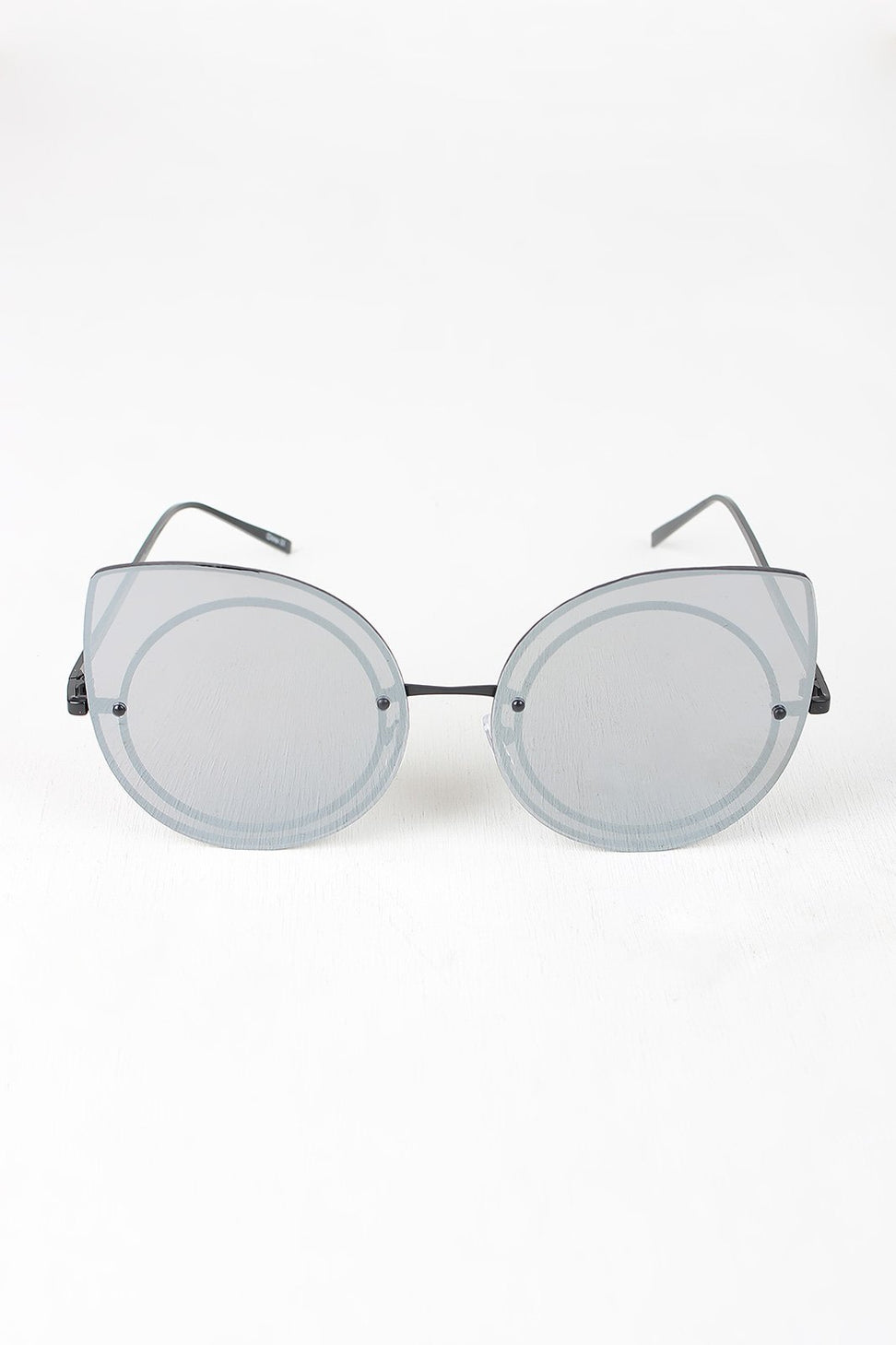 Mirrored Cat Eye Round Sunglasses