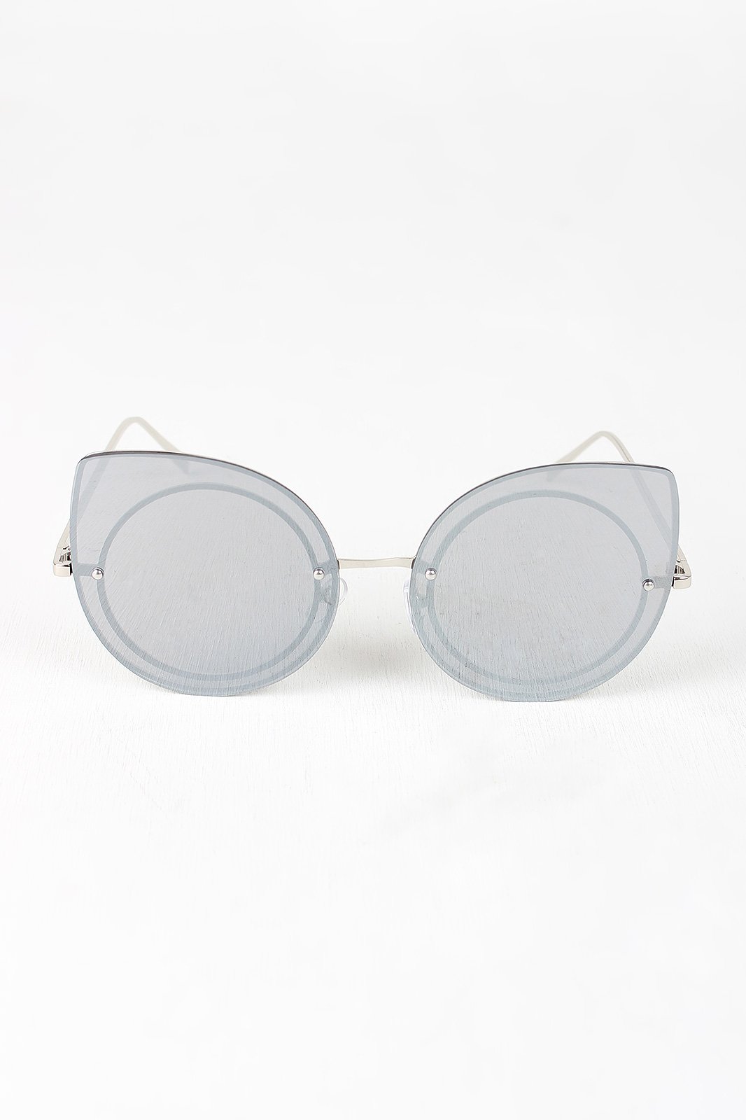 Mirrored Cat Eye Round Sunglasses