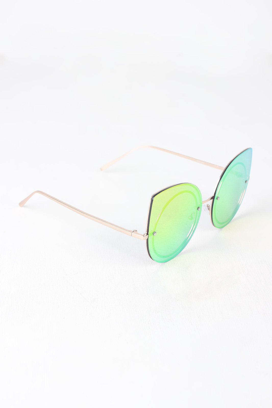 Mirrored Cat Eye Round Sunglasses