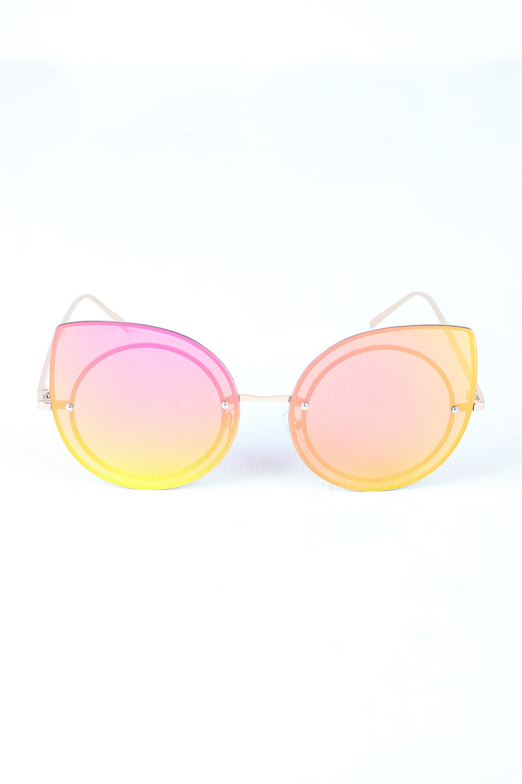 Mirrored Cat Eye Round Sunglasses
