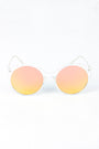 Clear Frame Round Mirrored Sunglasses