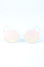Clear Frame Round Mirrored Sunglasses