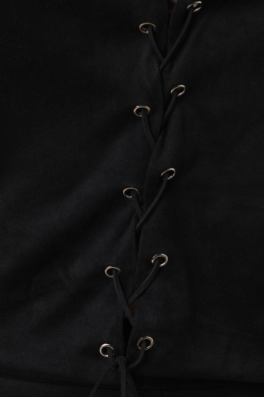 Suede Mock Neck Lace-Up Crop Top