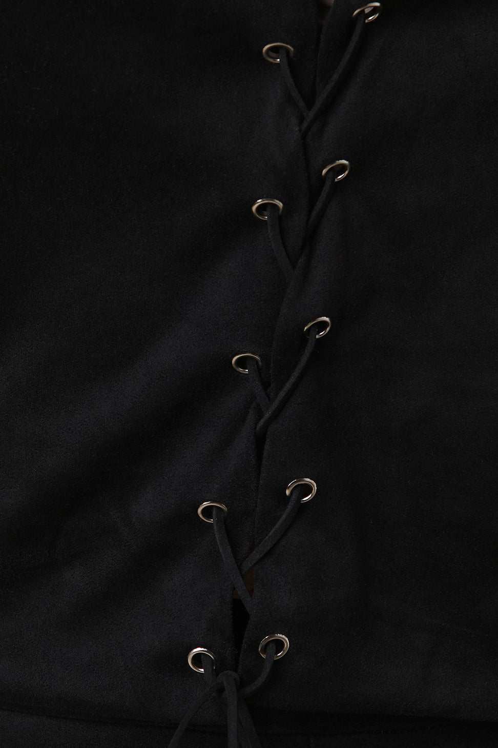 Suede Mock Neck Lace-Up Crop Top