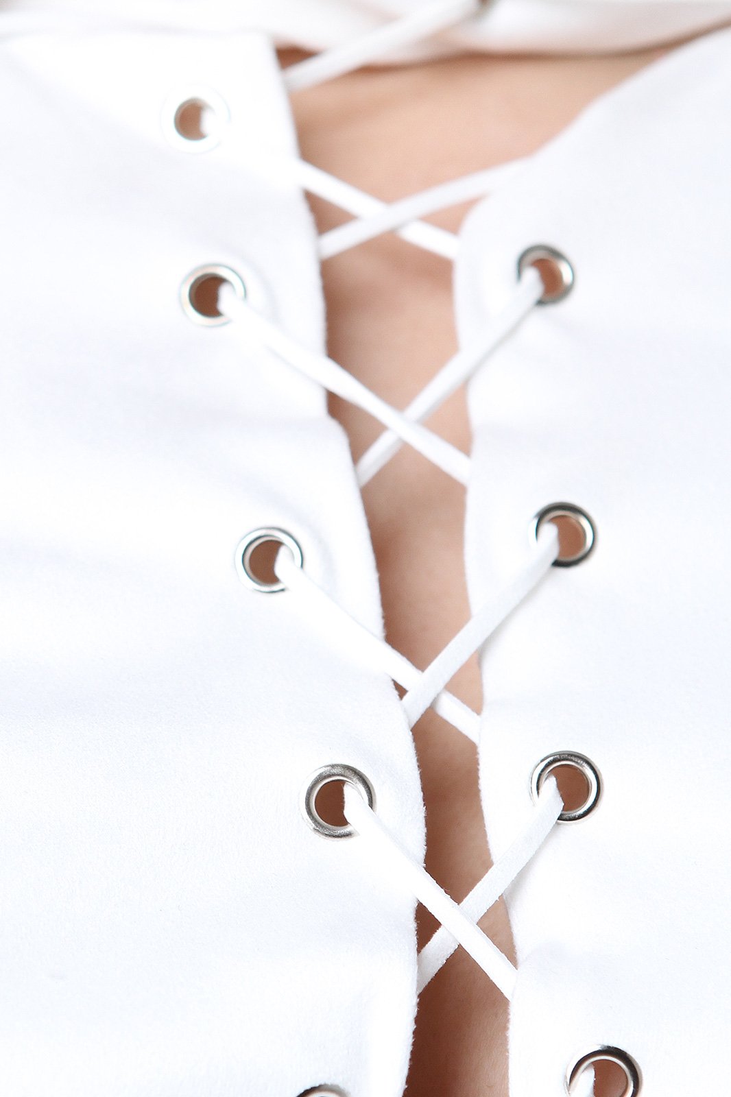 Suede Mock Neck Lace-Up Crop Top