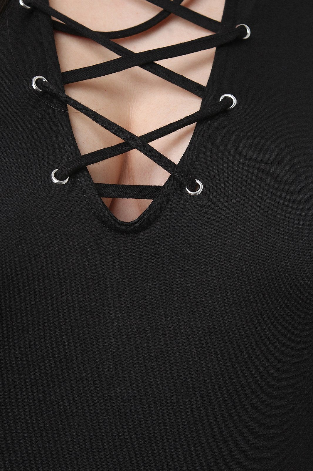 Mock Chocker Corset Yoke Distressed Dress - NoveltyOne