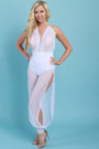 Semi-Sheer Mesh Halter Jumpsuit