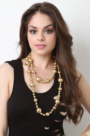 Long Pearl Beaded Accent Necklace - NoveltyOne