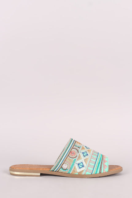 Liliana Tribal Embroidery Slide Sandal - NoveltyOne