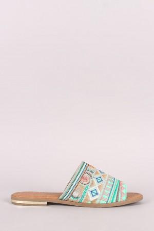 Liliana Tribal Embroidery Slide Sandal - NoveltyOne