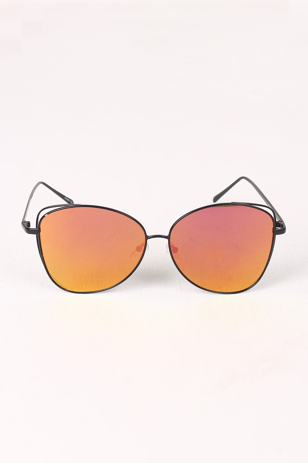 Wire Framed Mirrored Lens Aviator Sunglasses