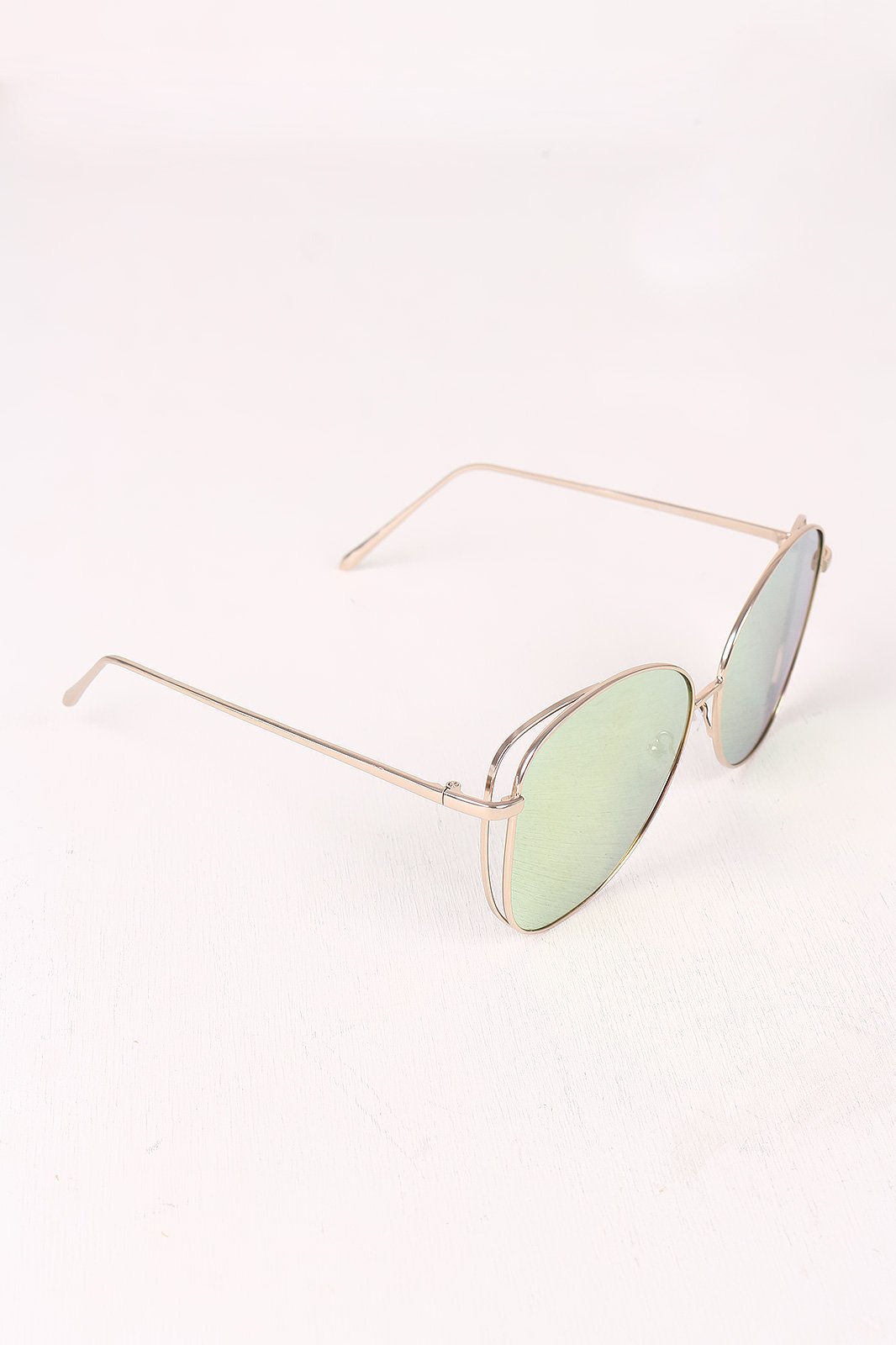 Wire Framed Mirrored Lens Aviator Sunglasses