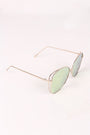 Wire Framed Mirrored Lens Aviator Sunglasses