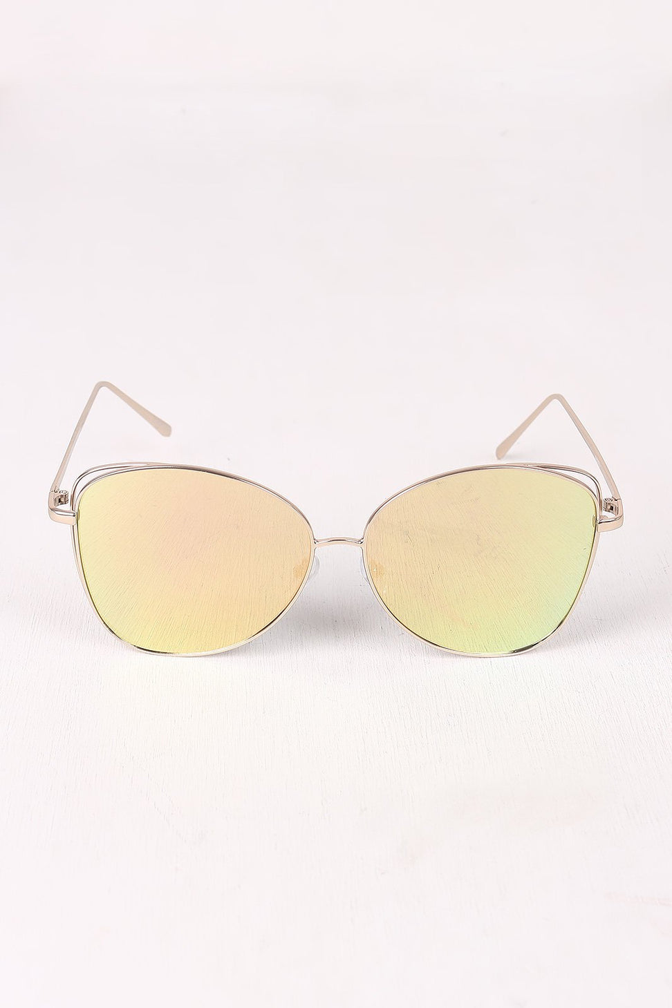 Wire Framed Mirrored Lens Aviator Sunglasses