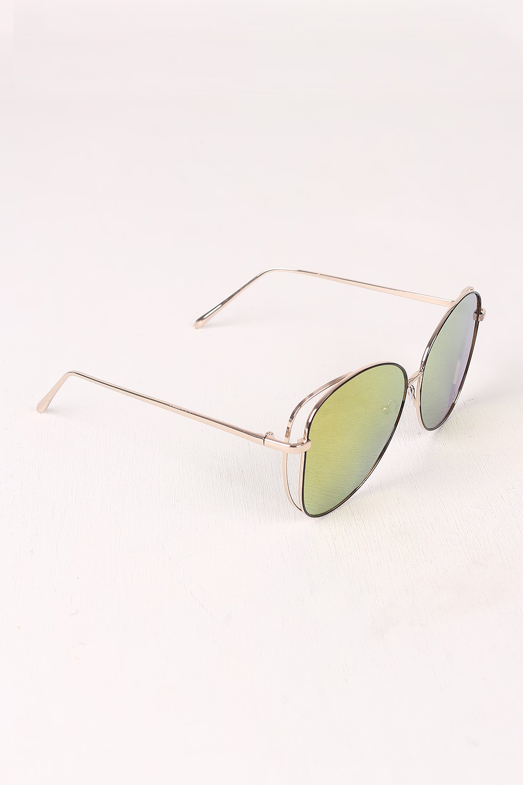 Wire Framed Mirrored Lens Aviator Sunglasses