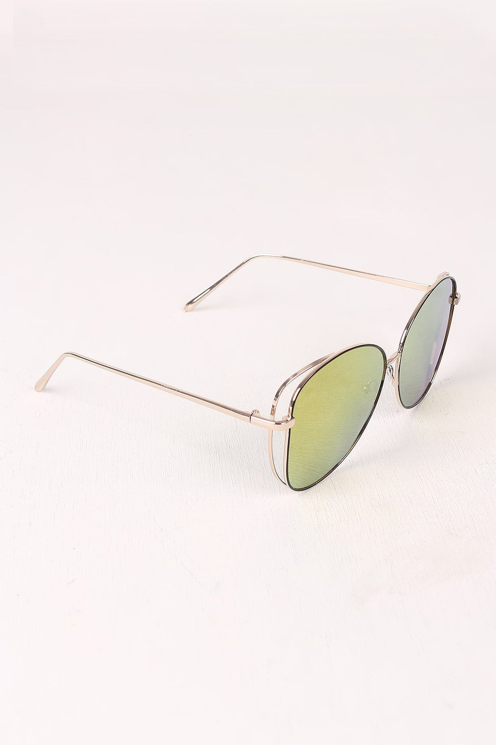 Wire Framed Mirrored Lens Aviator Sunglasses