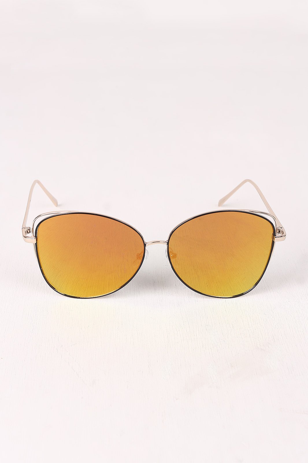 Wire Framed Mirrored Lens Aviator Sunglasses