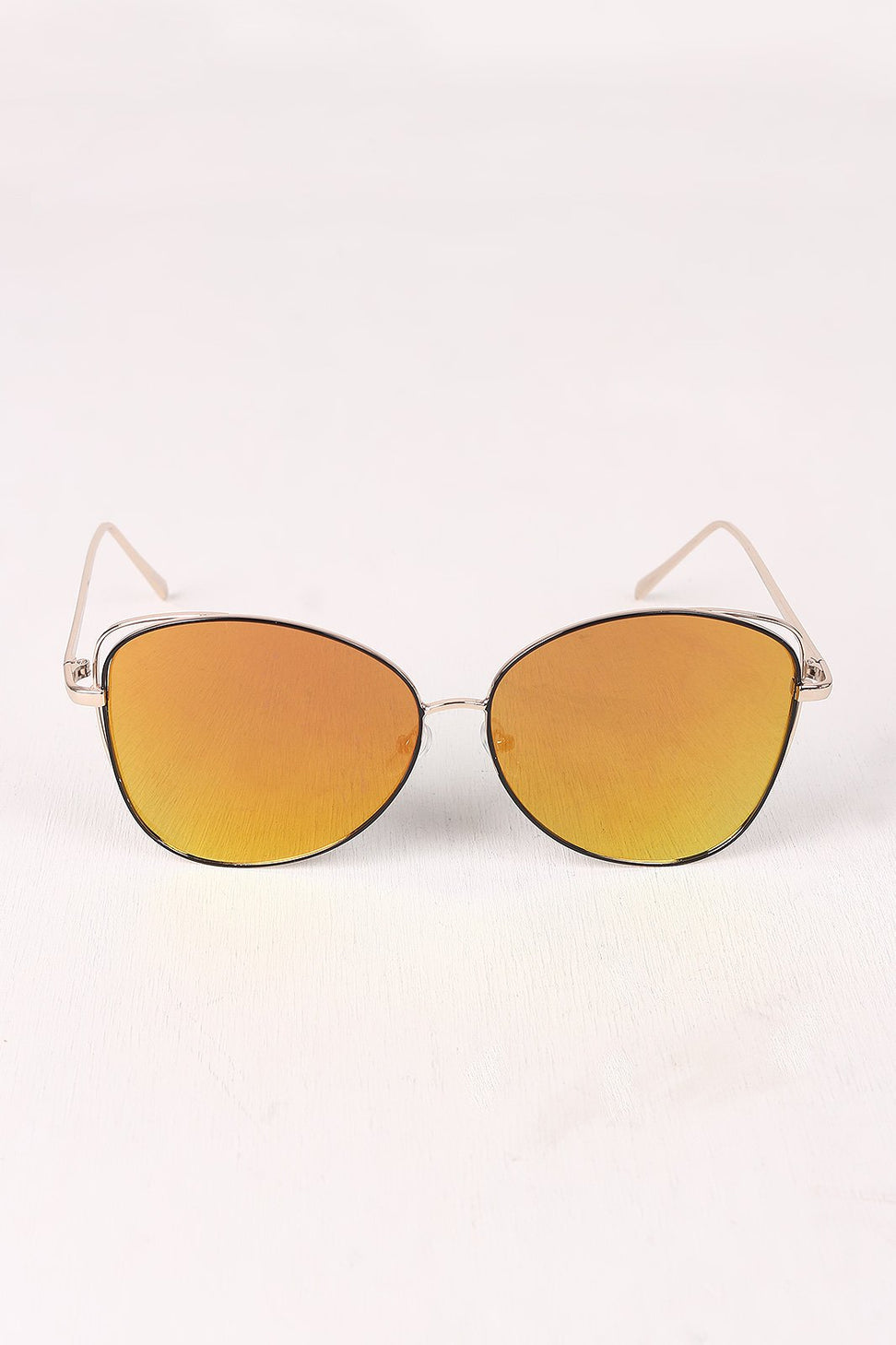 Wire Framed Mirrored Lens Aviator Sunglasses