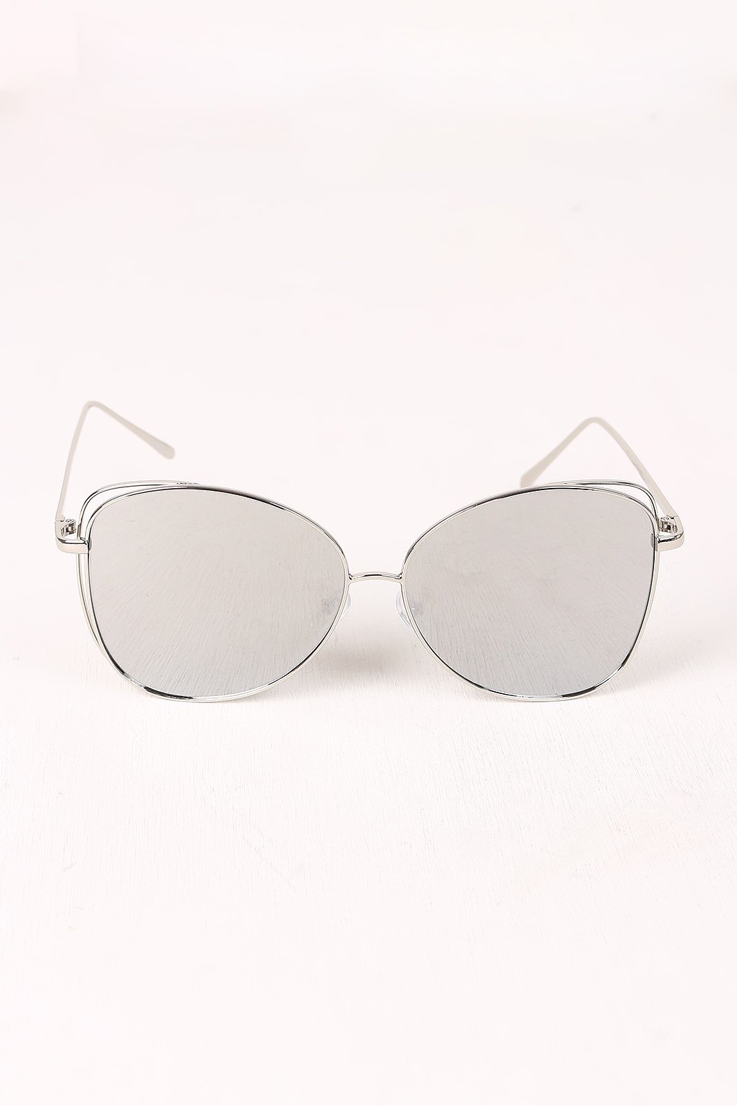 Wire Framed Mirrored Lens Aviator Sunglasses
