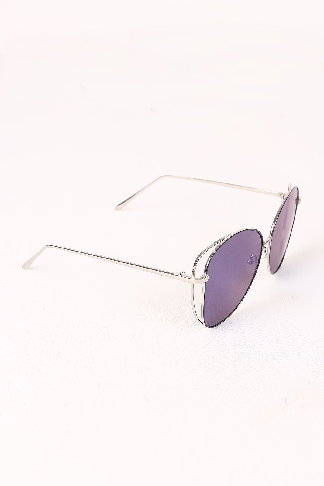 Wire Framed Mirrored Lens Aviator Sunglasses