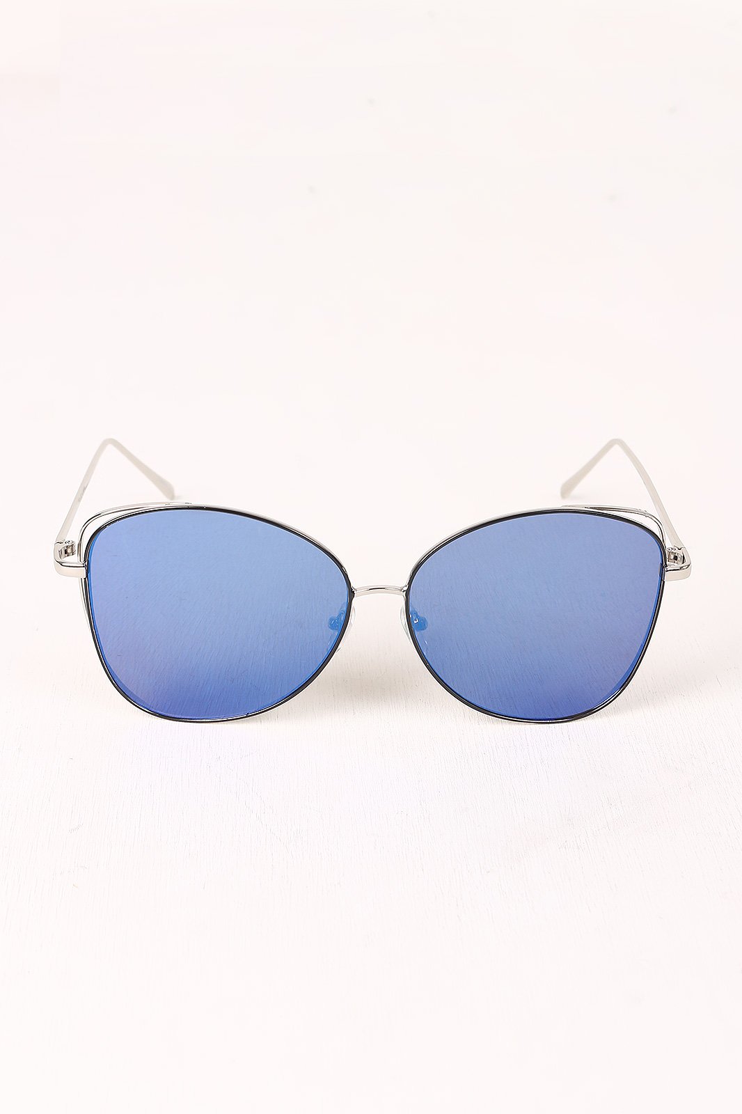 Wire Framed Mirrored Lens Aviator Sunglasses