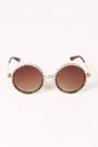 Spike Accent Circular Lens Metal Framed Sunglasses