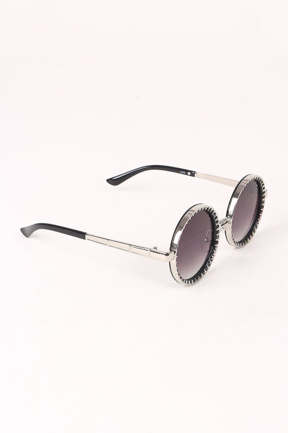 Spike Accent Circular Lens Metal Framed Sunglasses